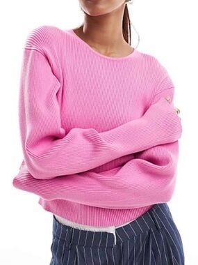 & Other Stories Ribbed Sweater Crewneck Pink Size Small